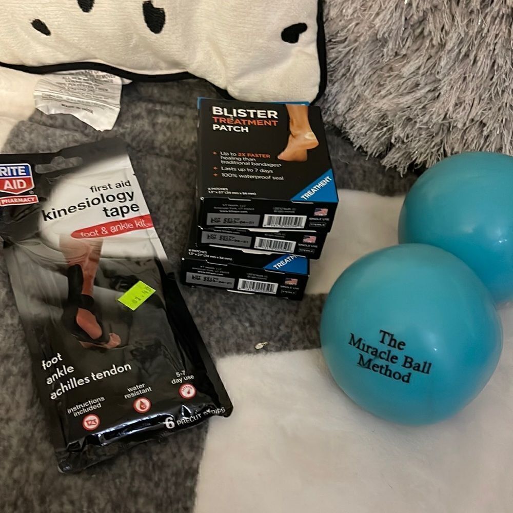 KT tape, Katie performance blister treatment patches, foot & miracle balls